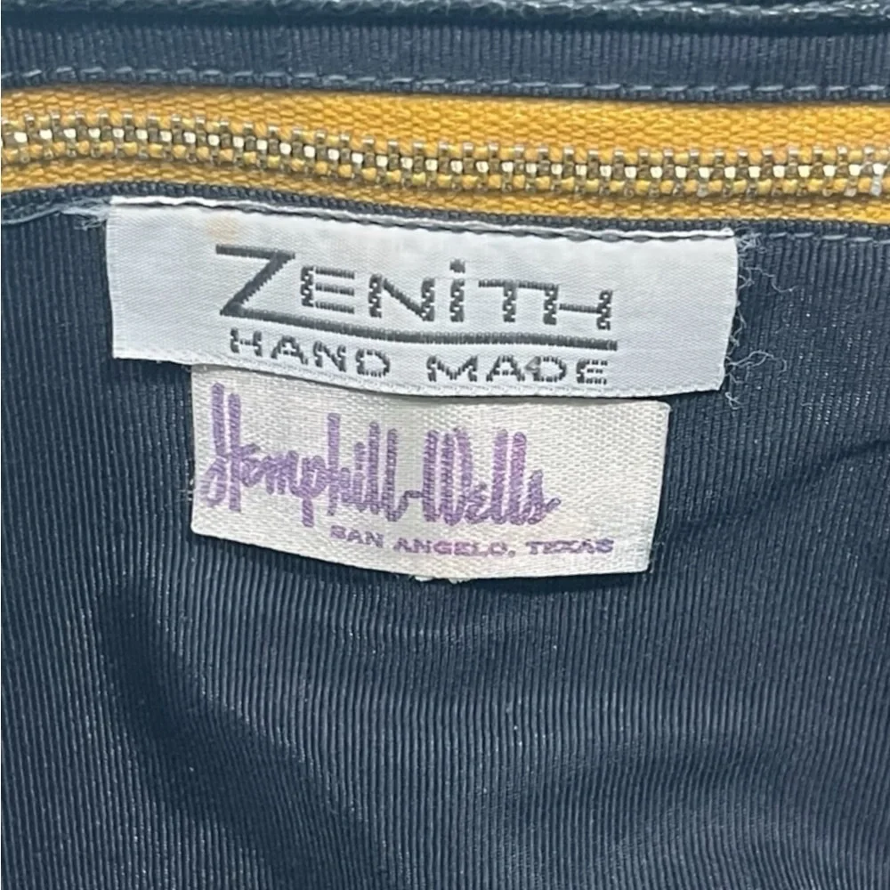 Black pleated Zenith Handmade Hemphill wells Clutch Bag vintage leather